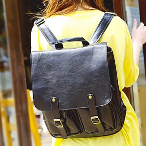 Vintage Double Leather Buckle Backpack